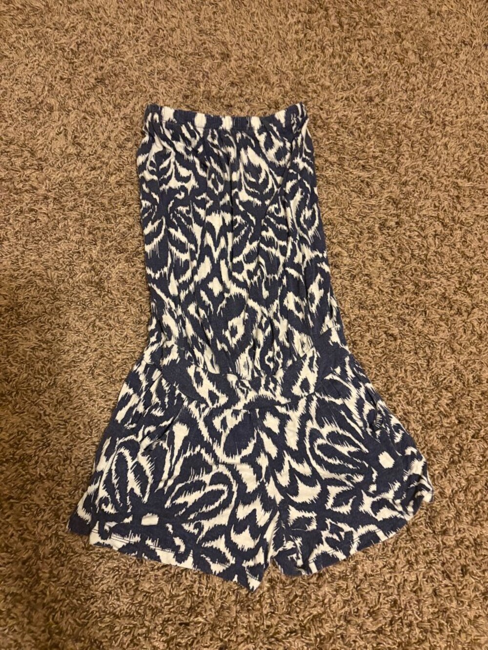 Tori Richards Honolulu Tribal Print Romper XXS Xtra Xtra Small Blue Strapless